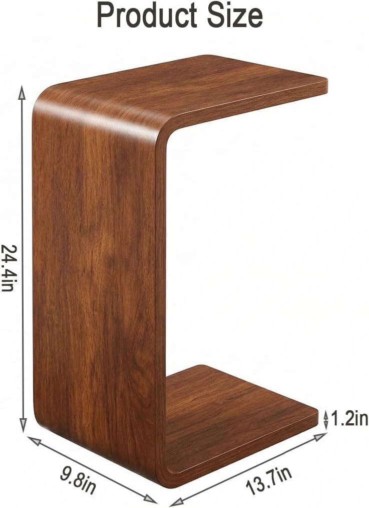 Walnut Wood Slide Under Sofa C Side Table