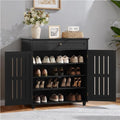 Black 4-Tier Shoe Cabinet With Drawer