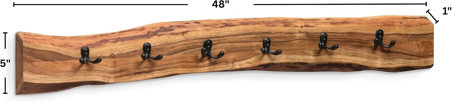 48in Live Edge Wood Coat Rack