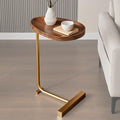Wood C Shaped Side Table for Sofa Bedside