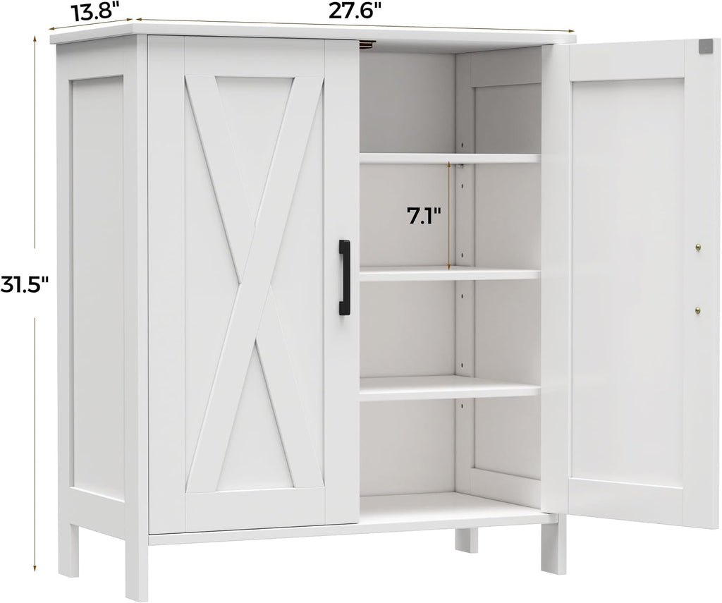 White Farmhouse 2 Barn Doors Shoe Cabinet
