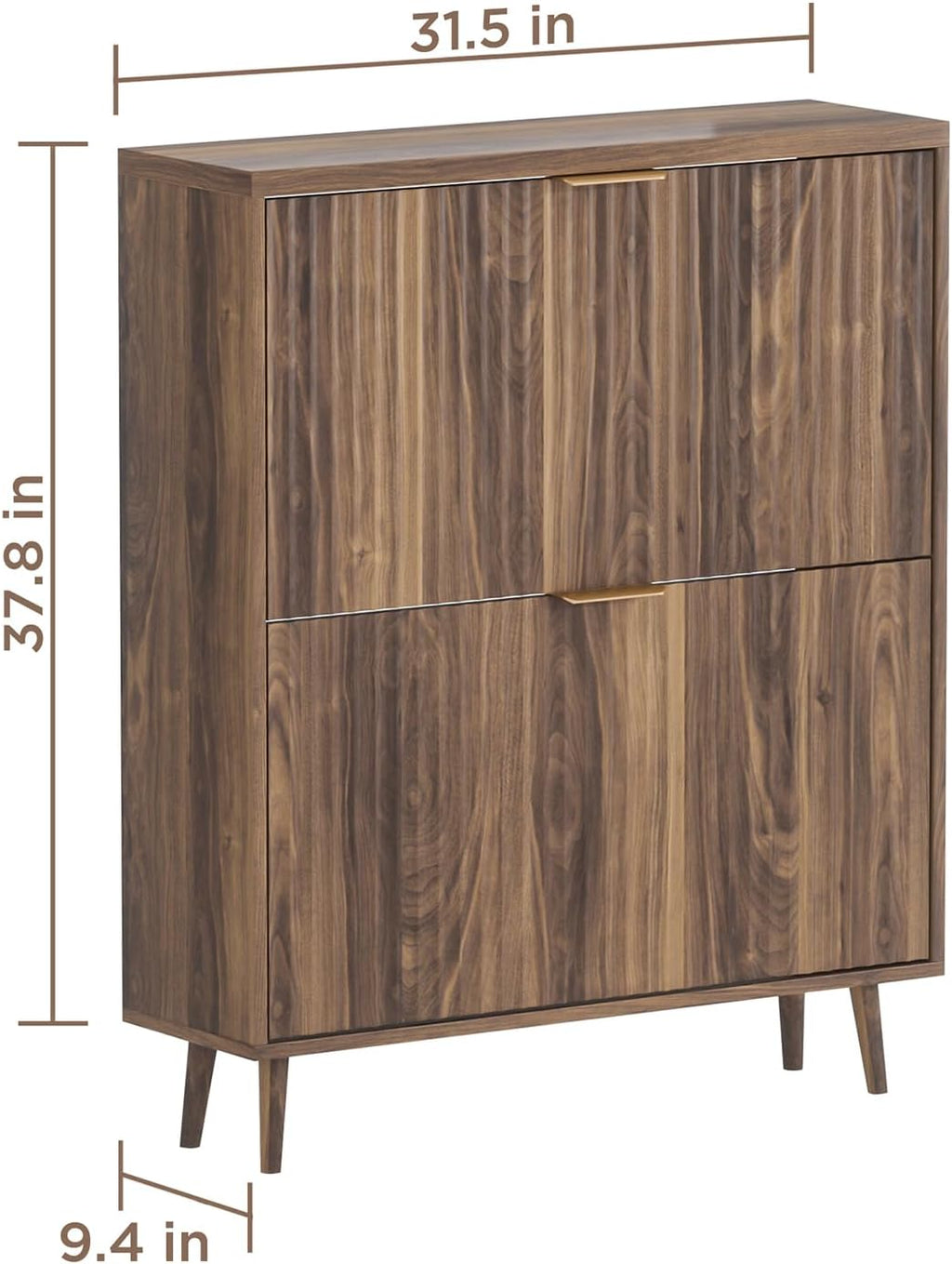 Walnut Flip Drawer Narrow Shoe Cabinet