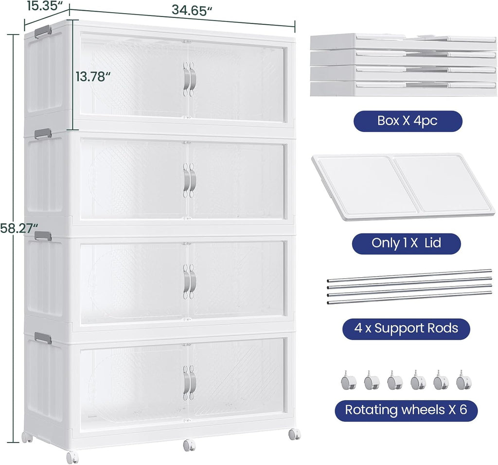 White 960QT Collapsible Storage Bins 4-Pack