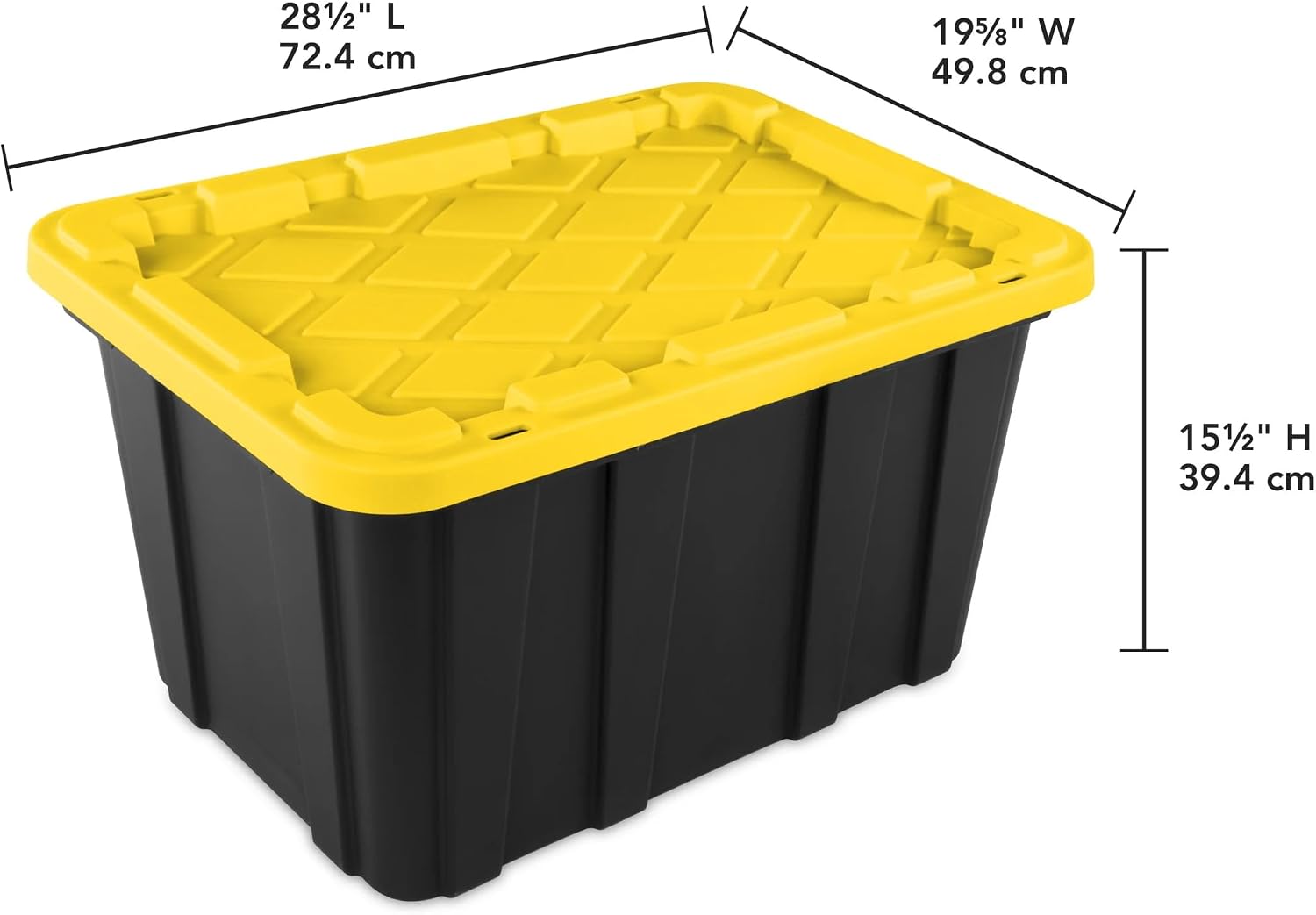 27Gal Black Storage Bins 6-Pack Yellow Lids