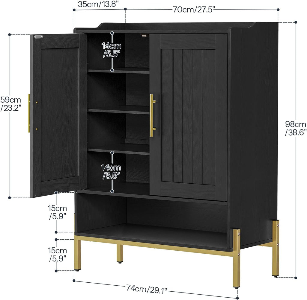 Gold Black 5-Tier Shoe Storage Cabinet
