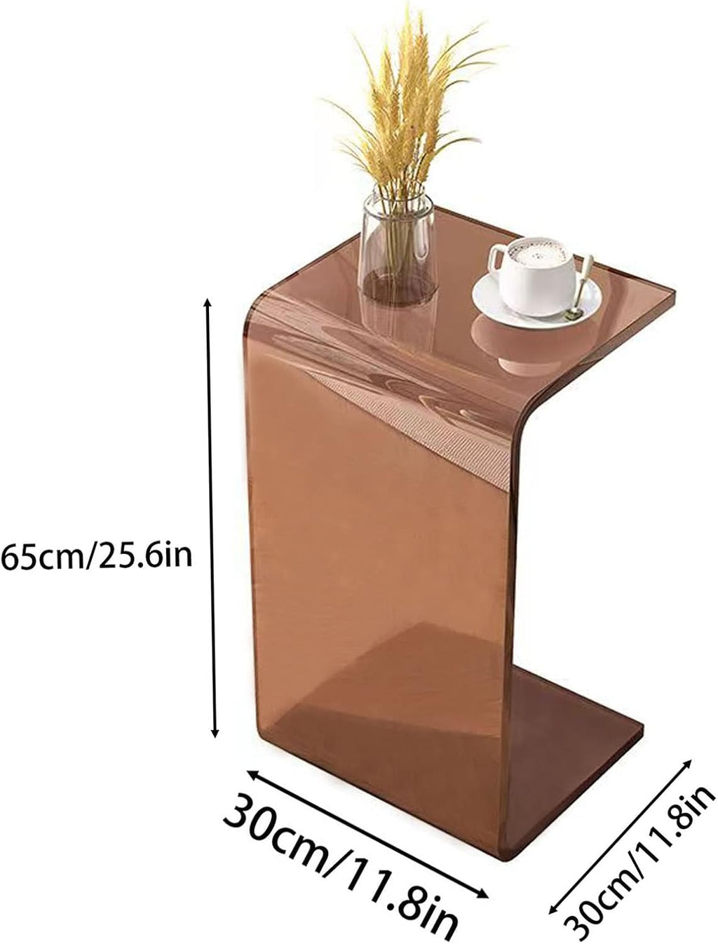 Clear Acrylic C Shaped Side Table 25.6 Inch
