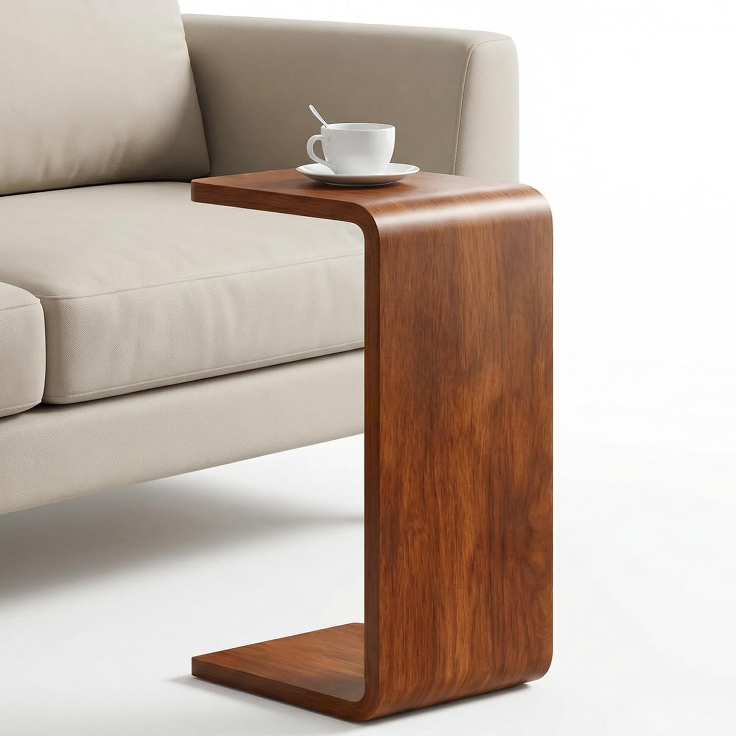 Walnut Wood Slide Under Sofa C Side Table