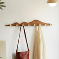 Walnut Wall Coat Rack 8 Brass Hooks