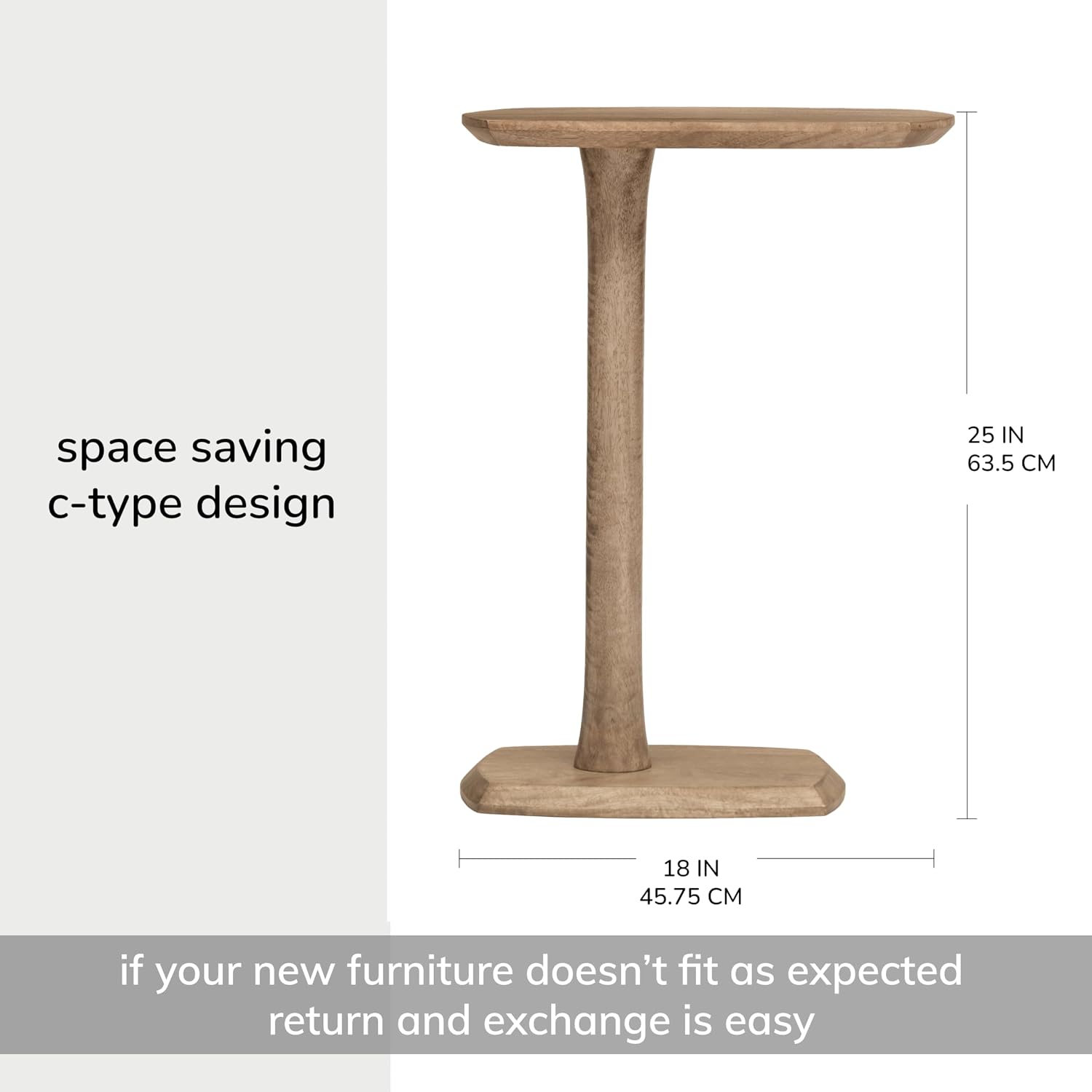 Handcrafted C Shaped Side Table