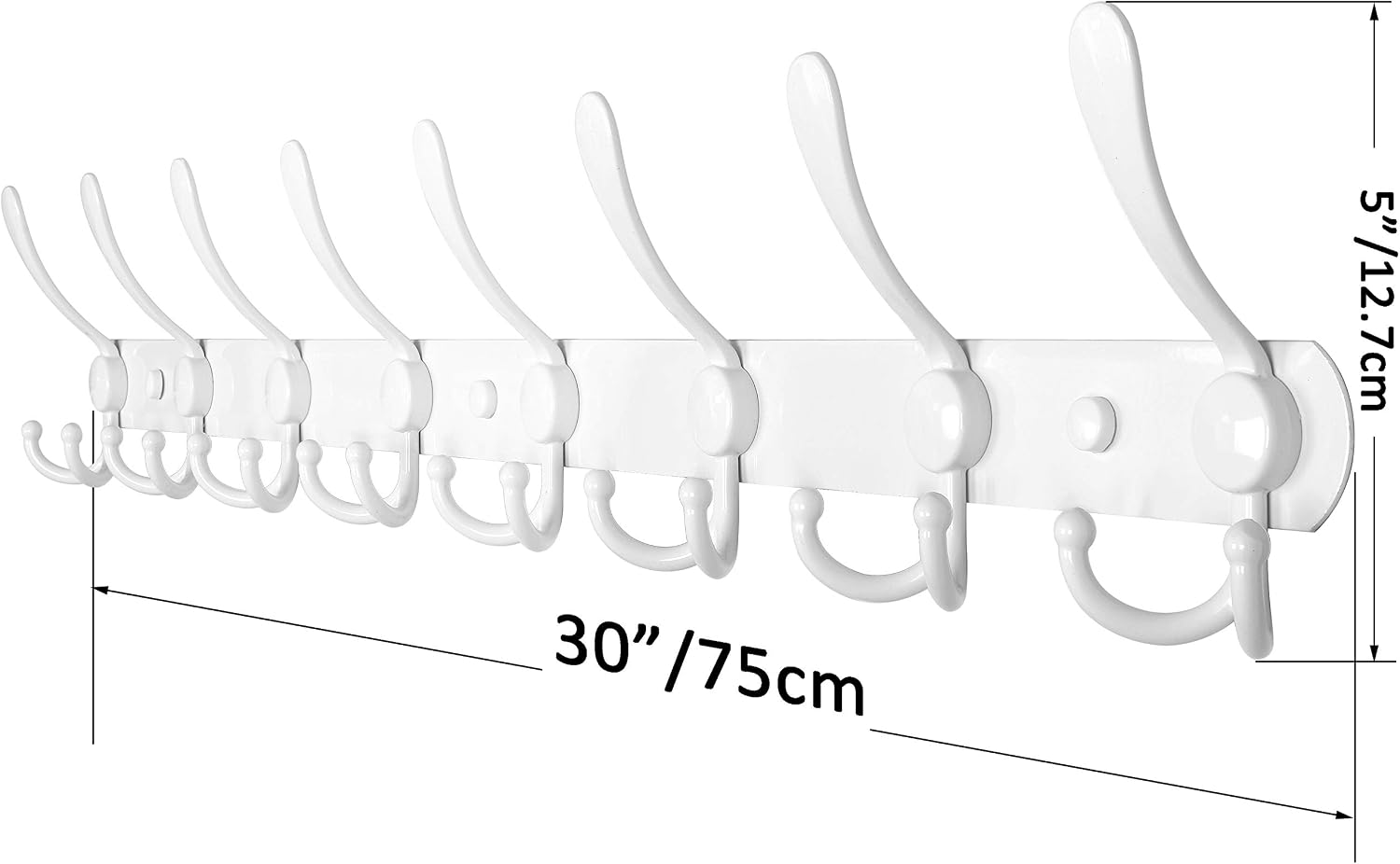 30 Inch White Wall Coat Hook Rack