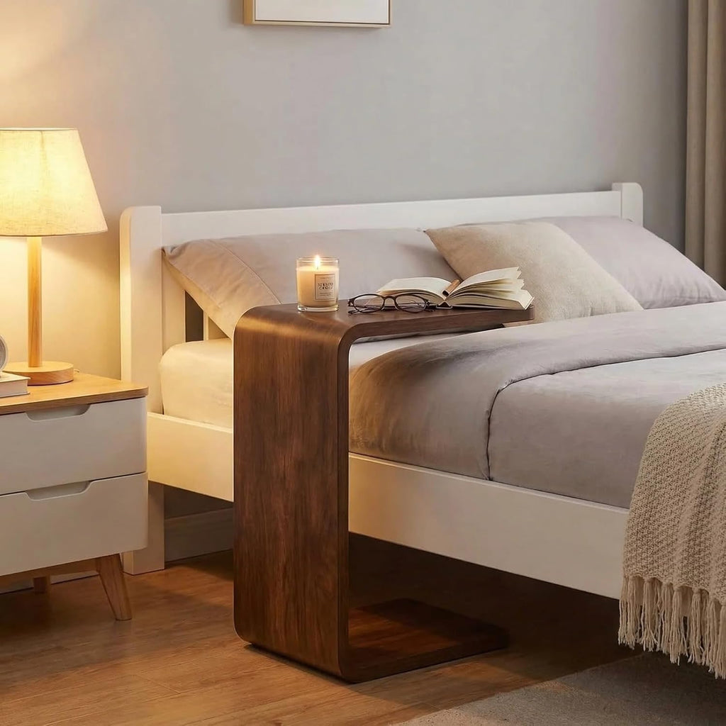 Walnut Wood Slide Under Sofa C Side Table