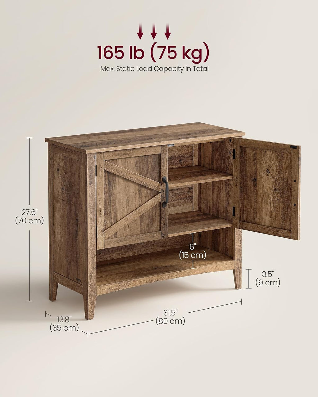 Honey Brown 3-Tier Farmhouse Shoe Cabinet