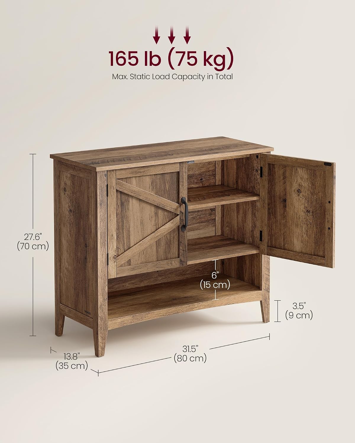 Honey Brown 3-Tier Farmhouse Shoe Cabinet