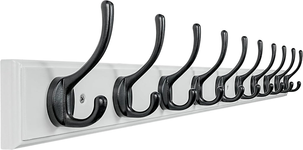 10 Hooks Wood Wall Coat Rack