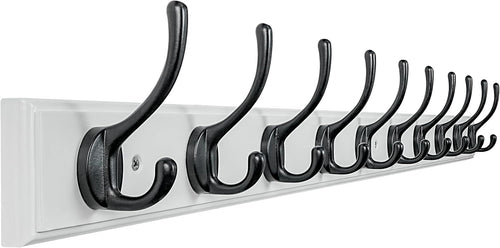 10 Hooks Wood Wall Coat Rack