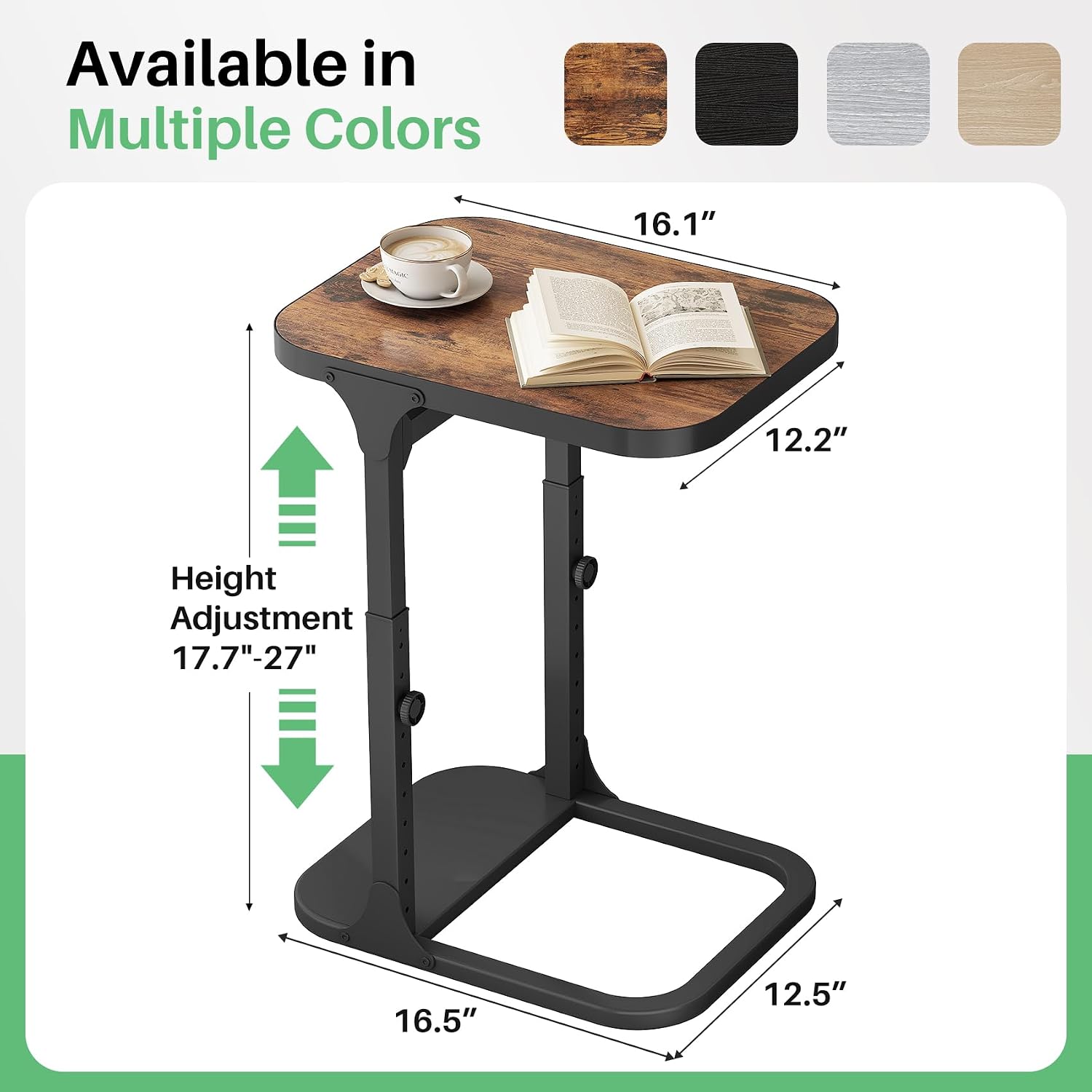 Adjustable Stable C Shaped Side Table