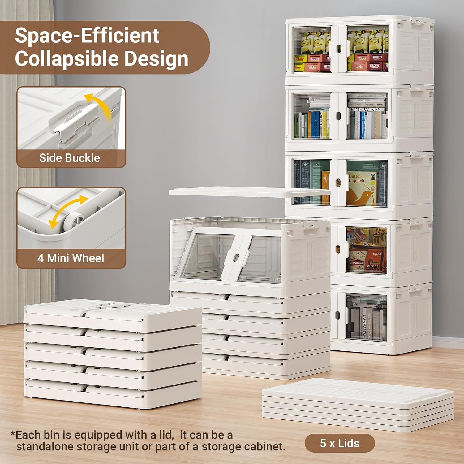 White Collapsible Storage Bins 460Qt 4-Pack