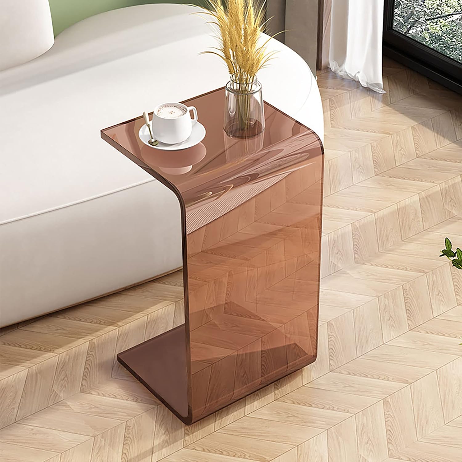 Clear Acrylic C Shaped Side Table 25.6 Inch