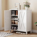 White Farmhouse 2 Barn Doors Shoe Cabinet