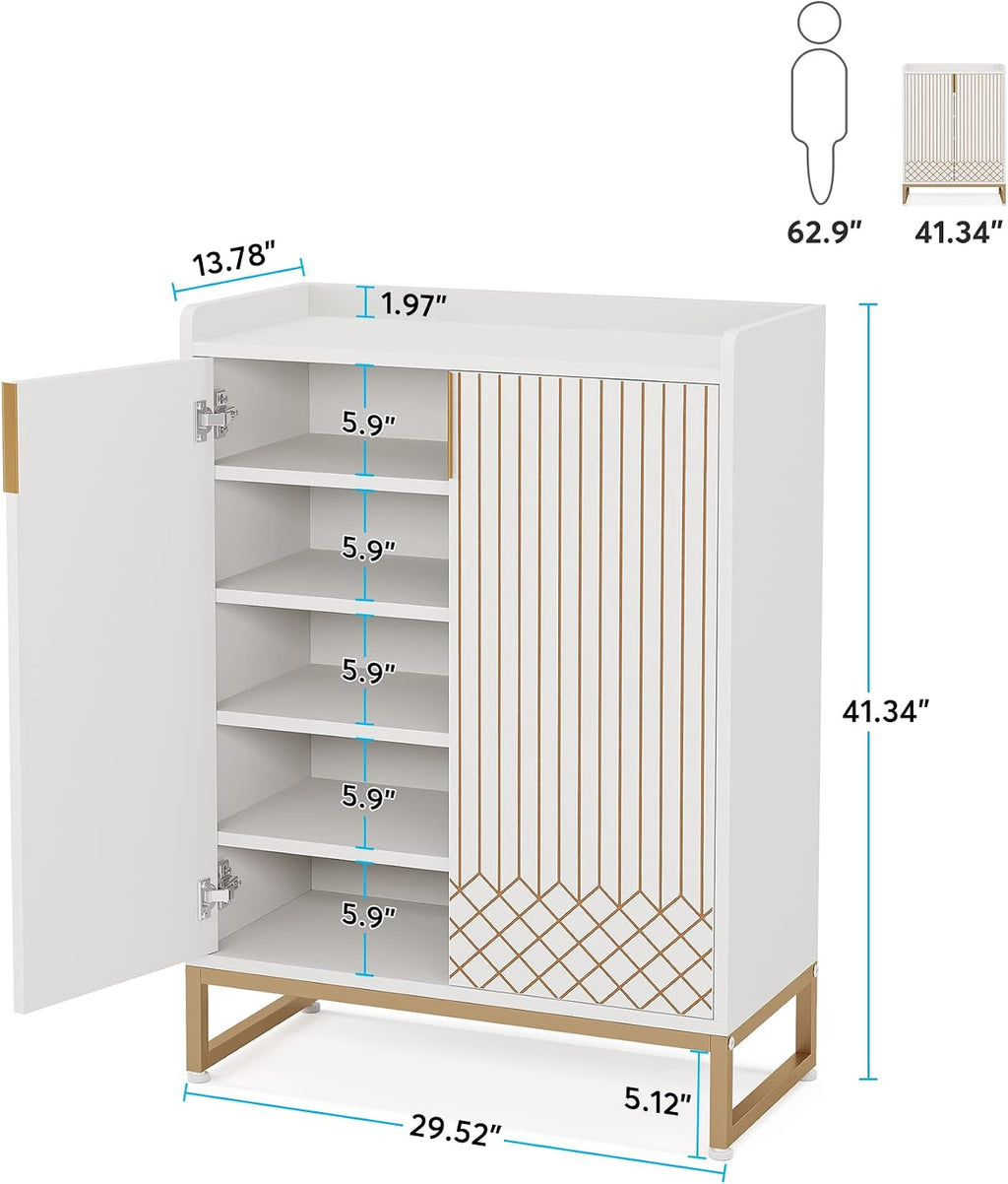 White 5-Tier Shoe Storage Cabinet