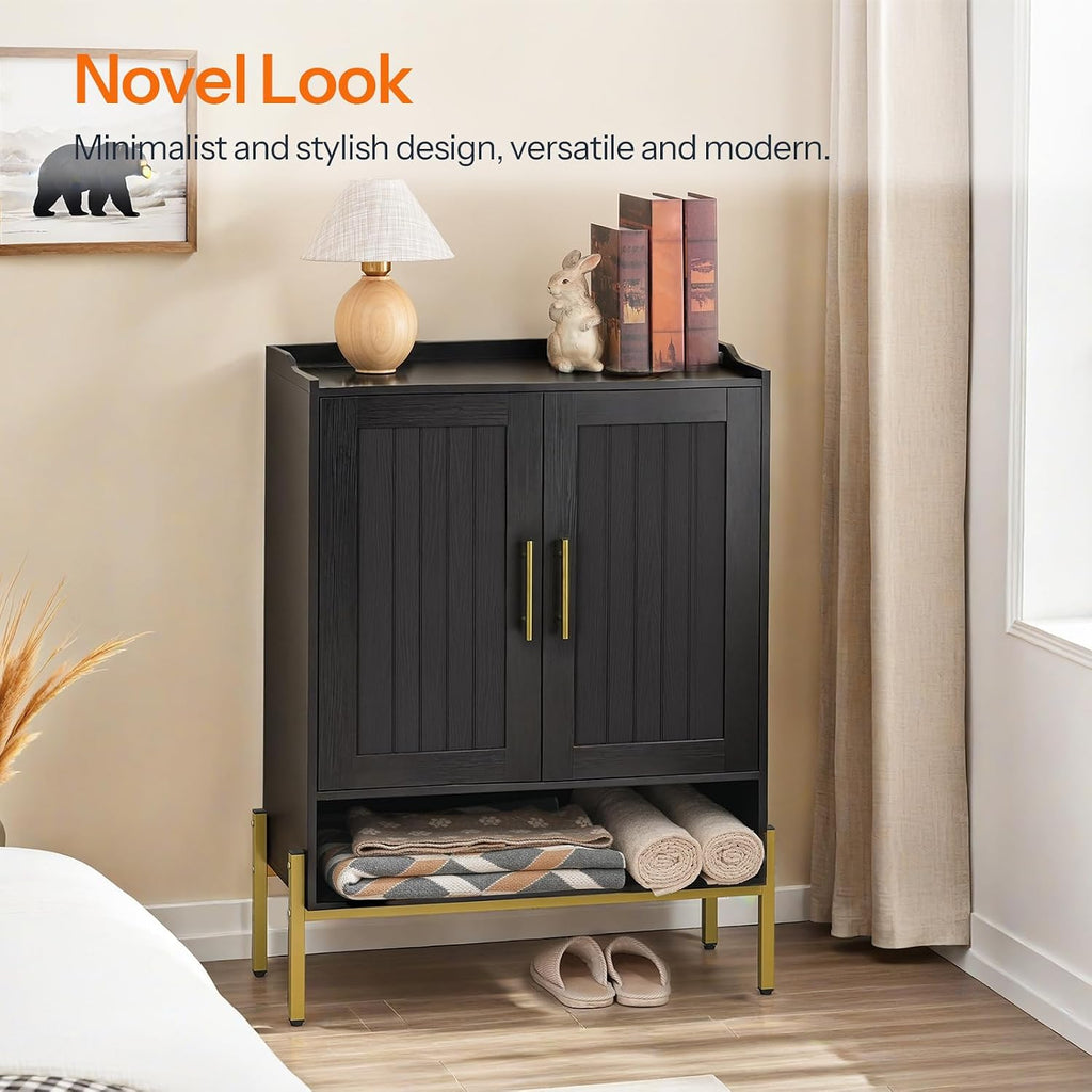 Gold Black 5-Tier Shoe Storage Cabinet