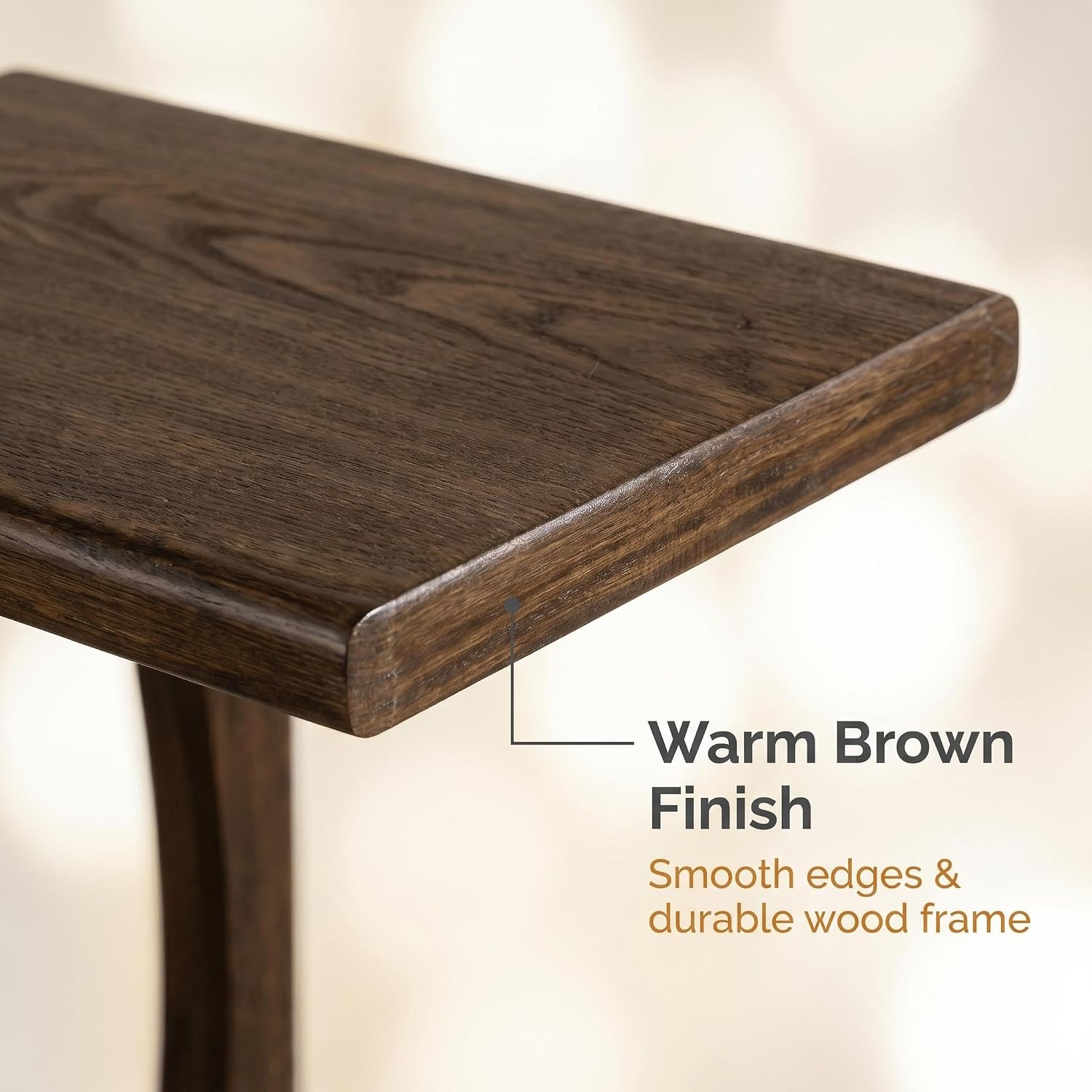 Warm Brown Rustic Wood C Side Table