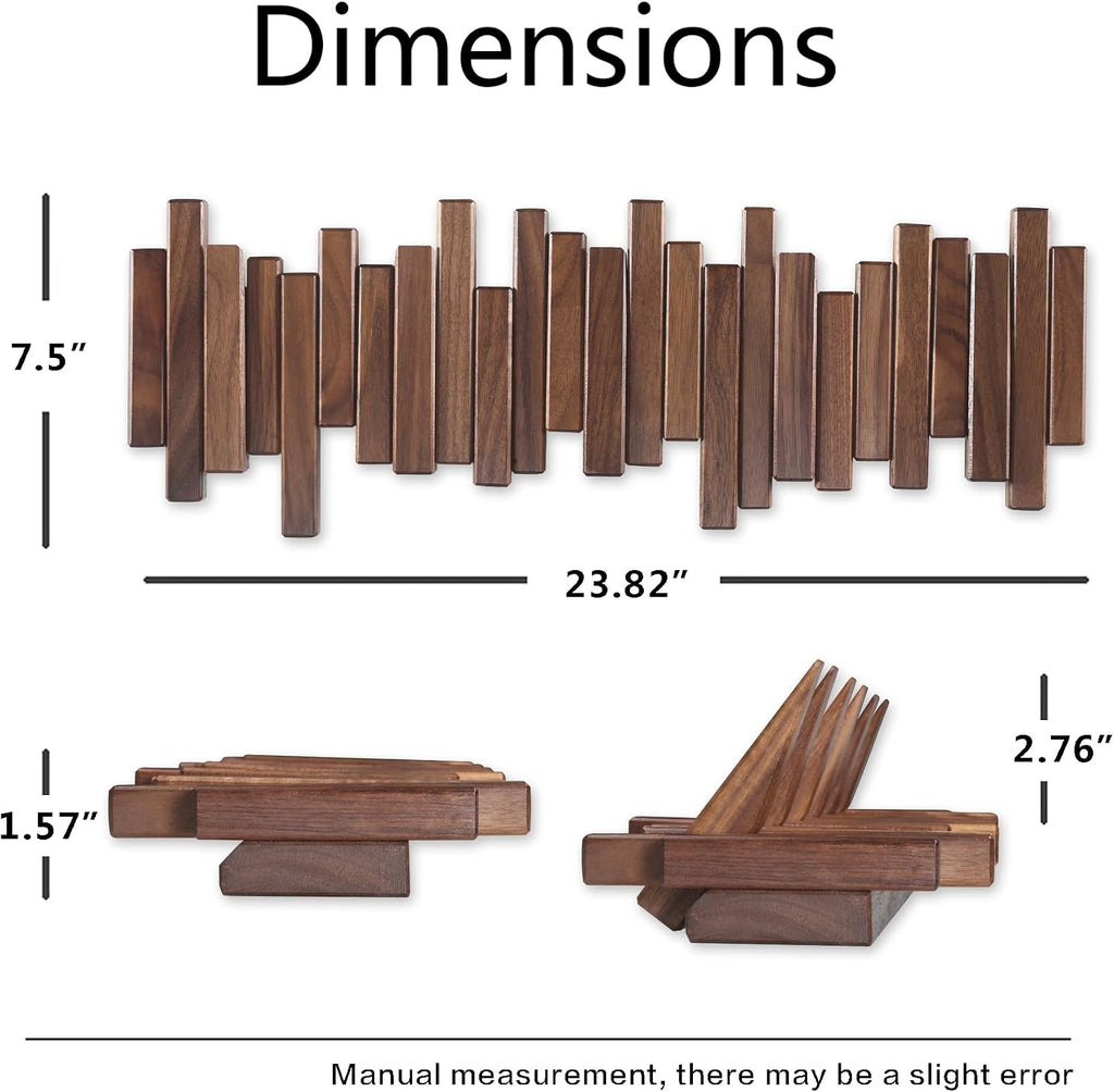 Walnut Wall Mount Coat Rack 6 Hooks