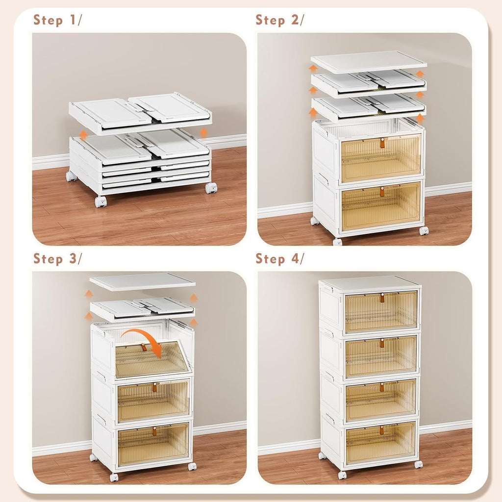 28Qt Foldable Storage Bins 4-Tier