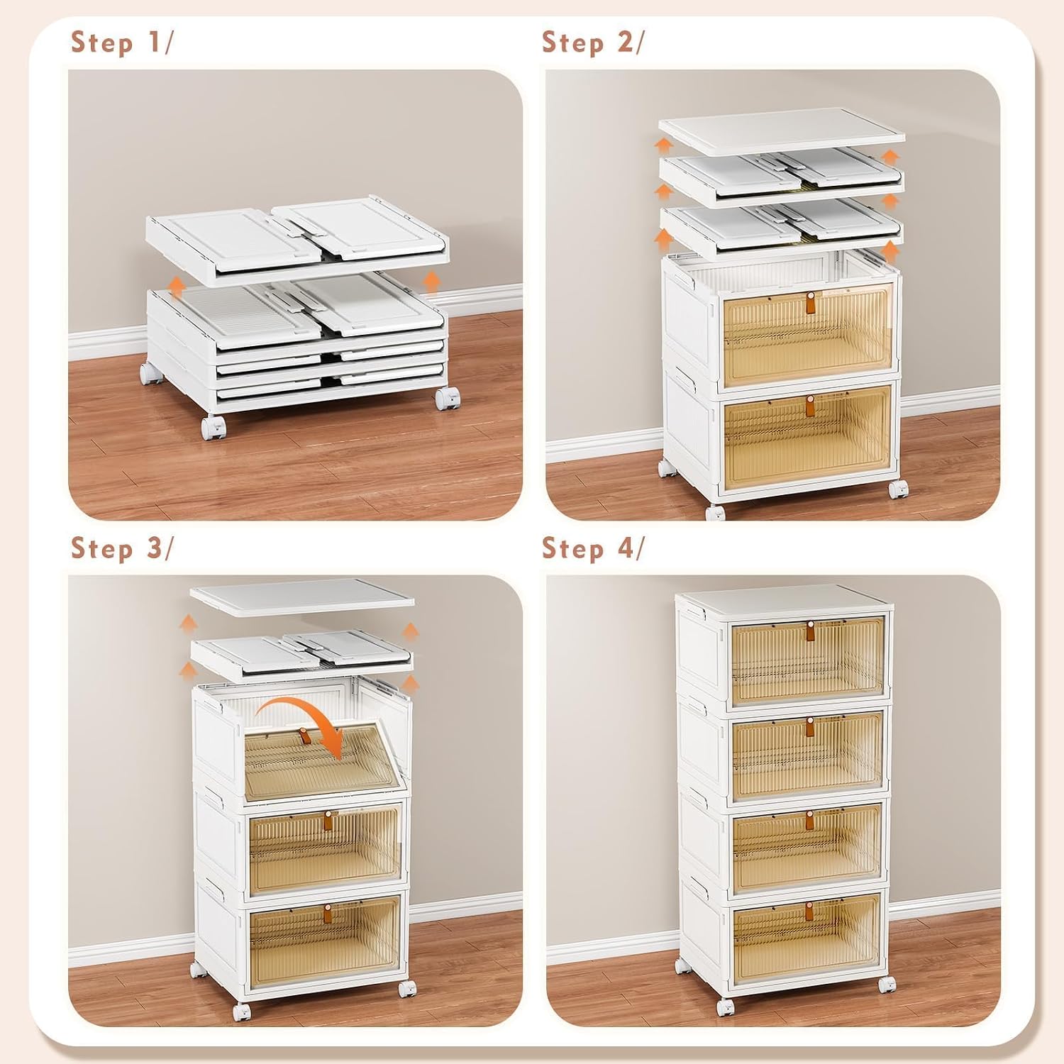 28Qt Foldable Storage Bins 4-Tier