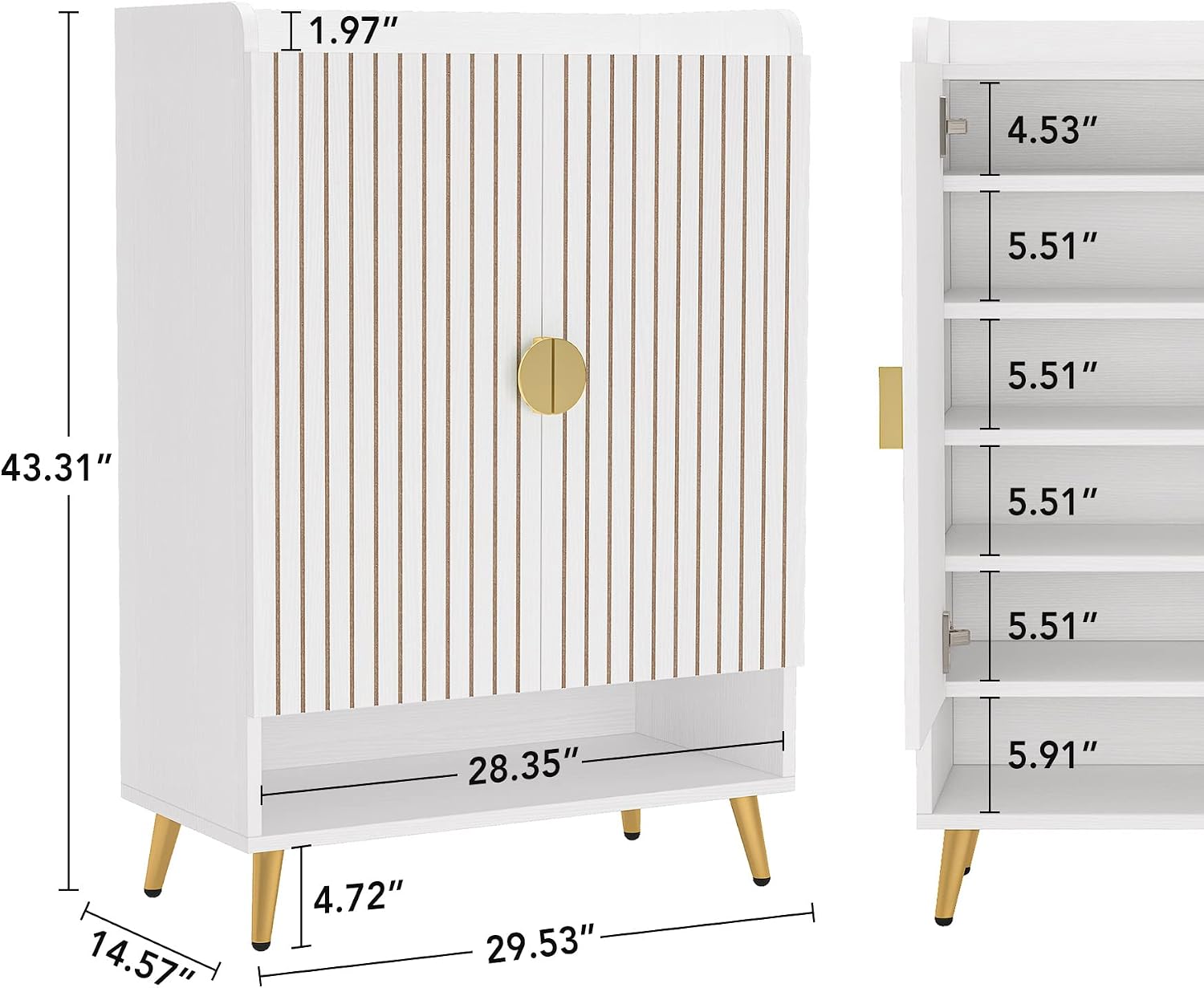 White Gold 6-Tier Shoe Storage Cabinet