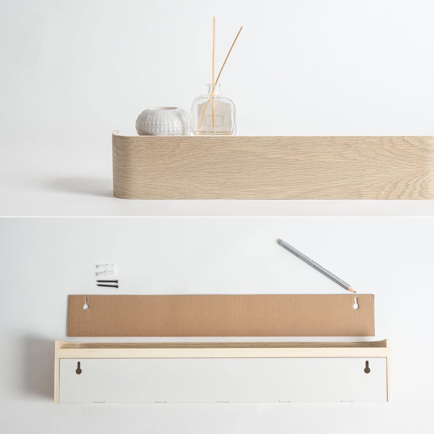 Oak White Hidden Hook Wall Coat Rack