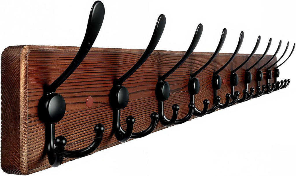38.6in Rustic Wood Coat Rack