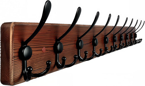 38.6in Rustic Wood Coat Rack