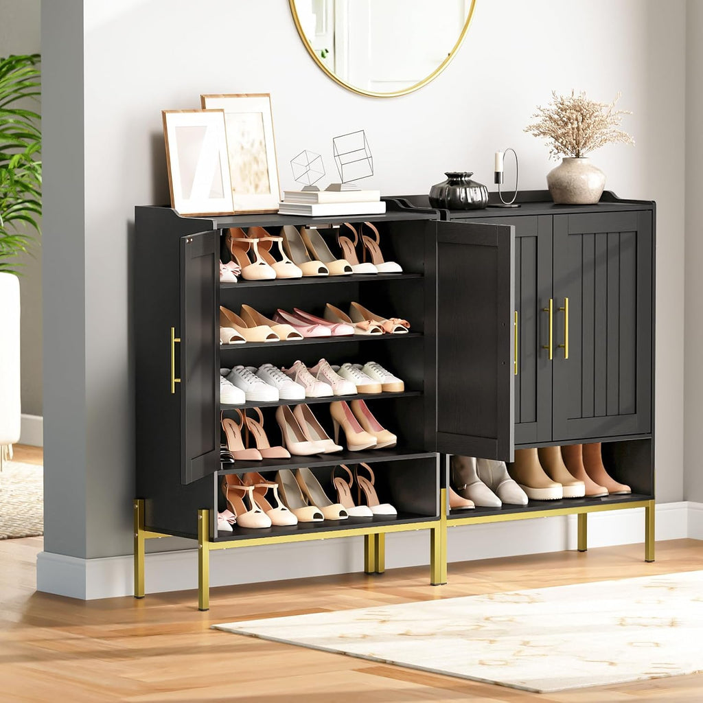 Gold Black 5-Tier Shoe Storage Cabinet
