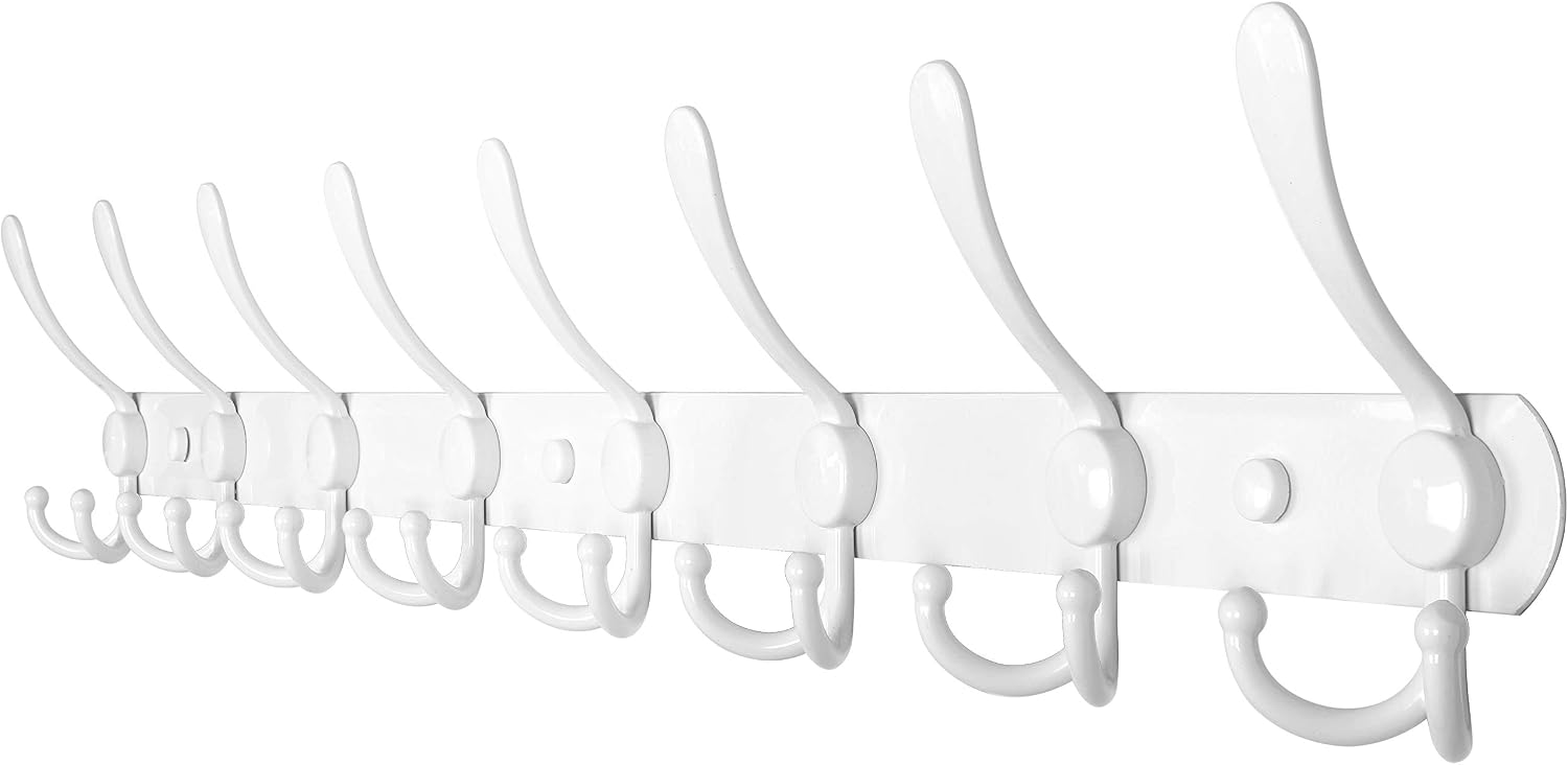 30 Inch White Wall Coat Hook Rack
