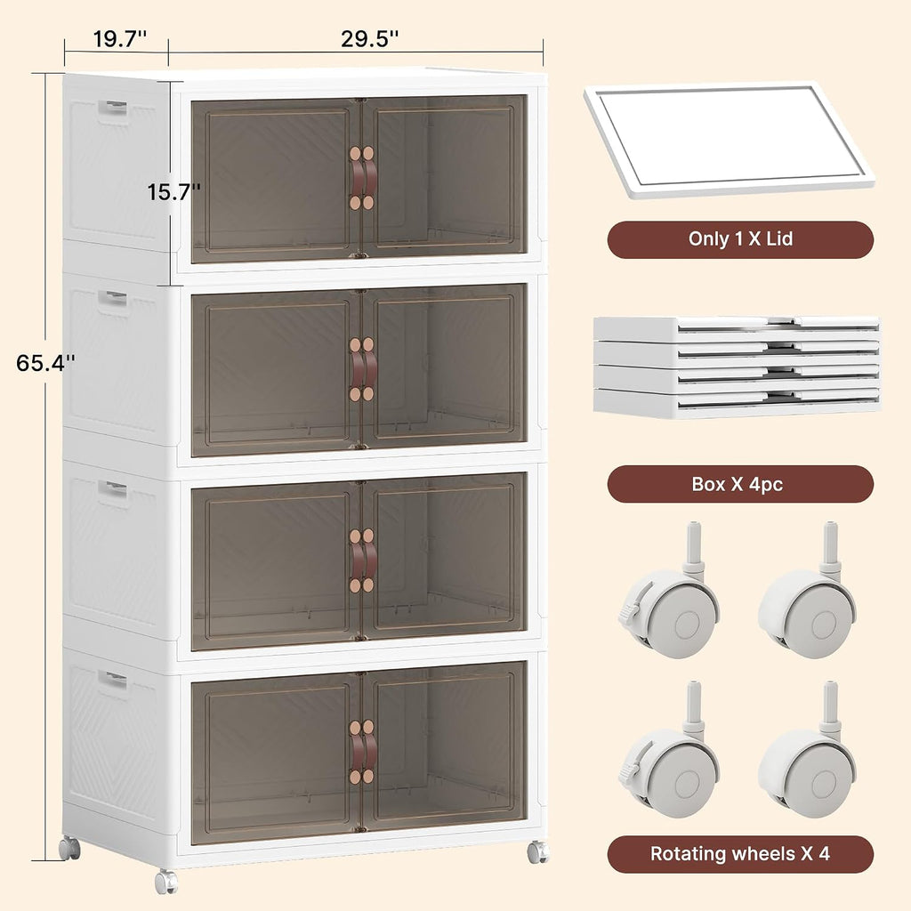 1288QT Foldable Storage Bins 4-Tier Set