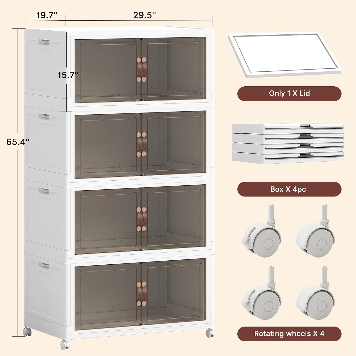 1288QT Foldable Storage Bins 4-Tier Set