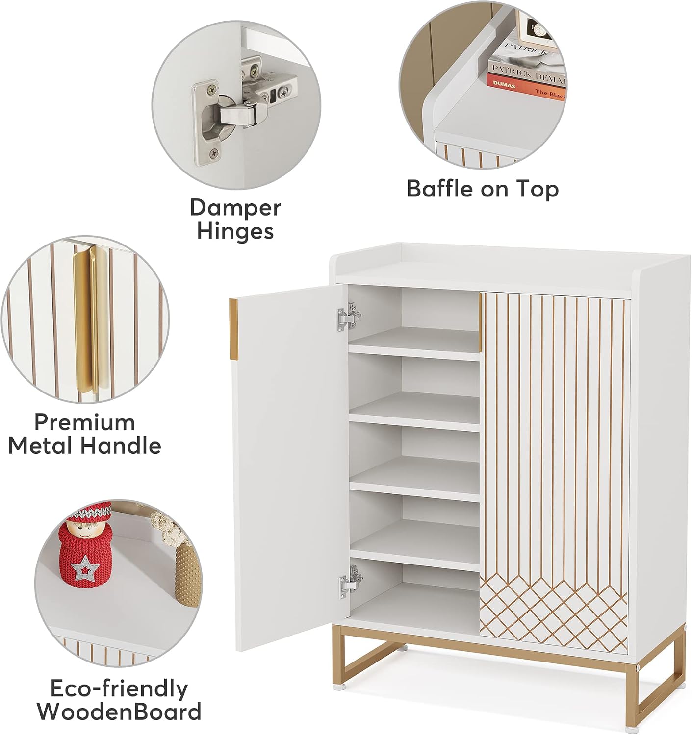 White 5-Tier Shoe Storage Cabinet