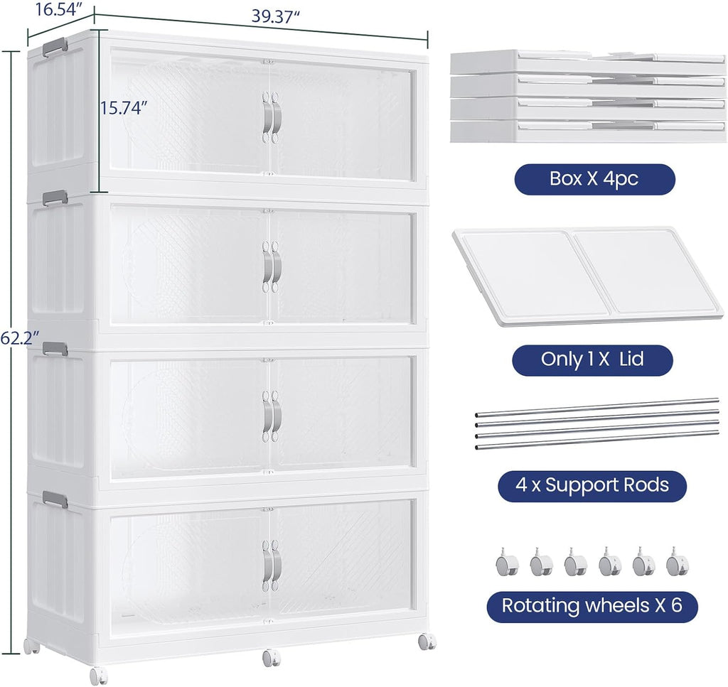 White 1280QT Collapsible Storage Bins 4-Pack