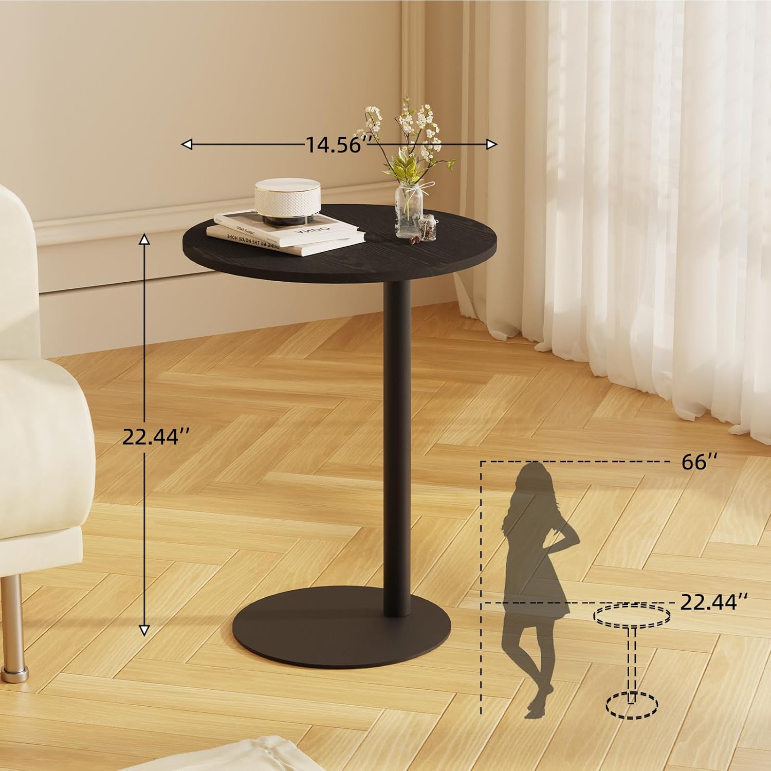 Black Round C Shaped Side Table