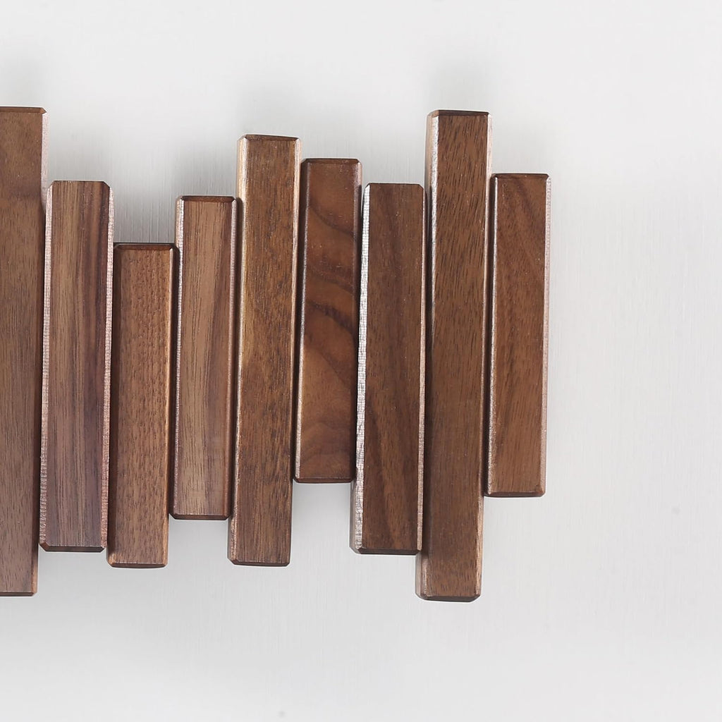Walnut Wall Mount Coat Rack 6 Hooks