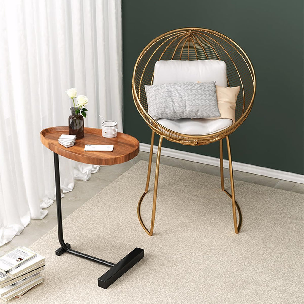 Wood C Shaped Side Table for Sofa Bedside