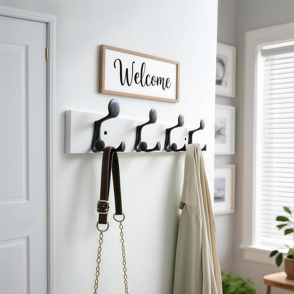 24in White Wood Wall Coat Rack
