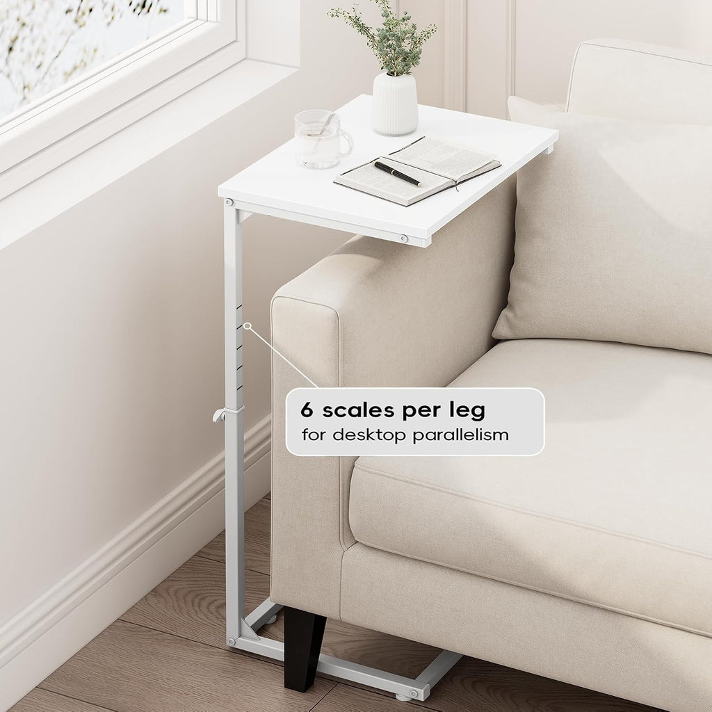 Tall White Adjustable C Side Table