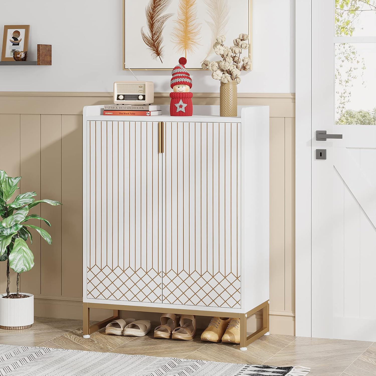 White 5-Tier Shoe Storage Cabinet
