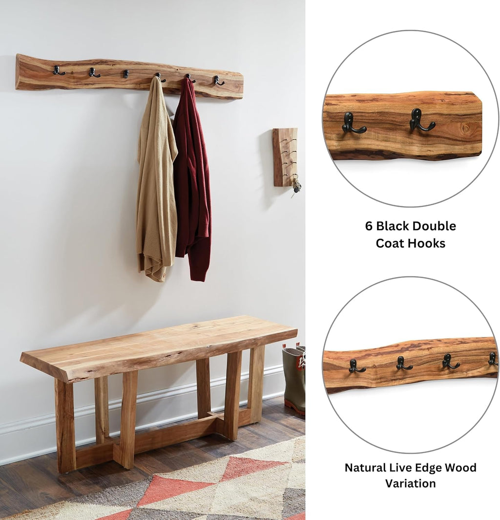 48in Live Edge Wood Coat Rack