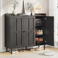 Black 3-Door Tall Farmhouse Shoe Storage Cabinet