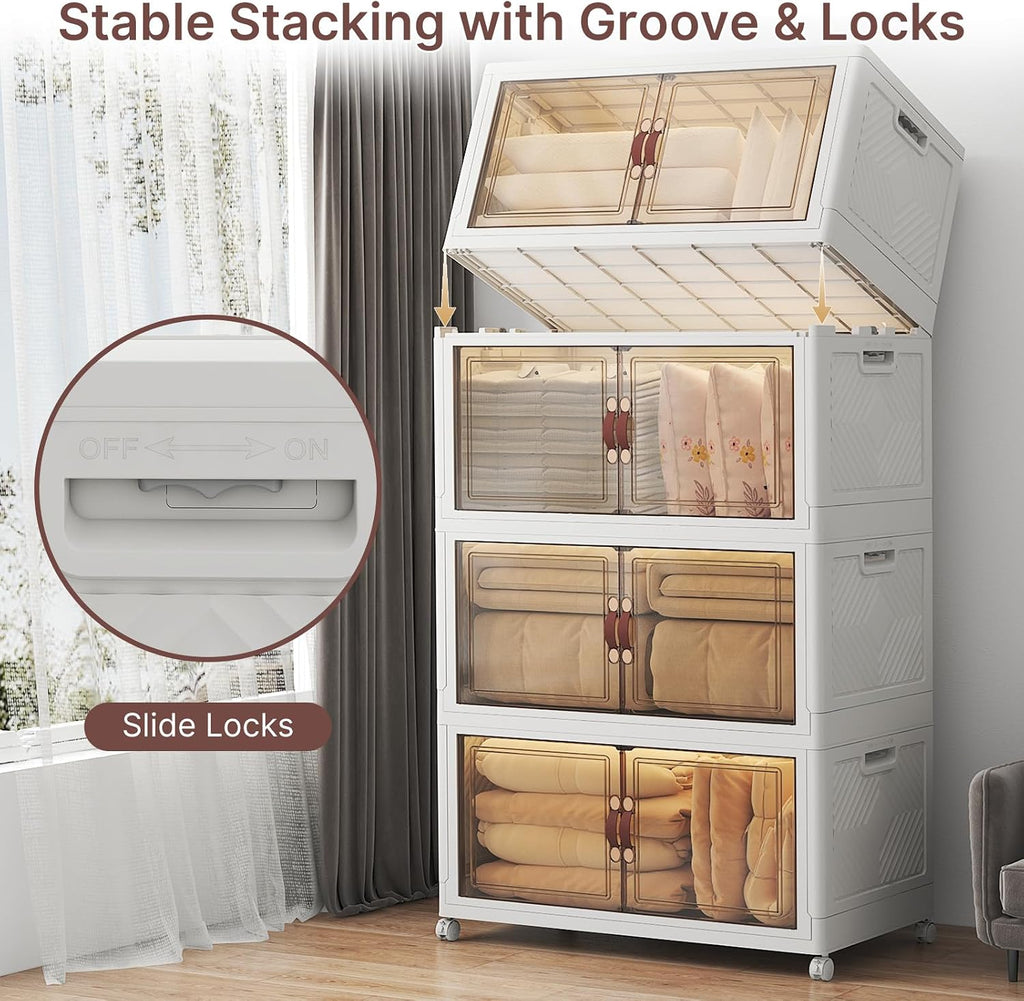 720QT Lockable Collapsible Storage Bins with Wheels