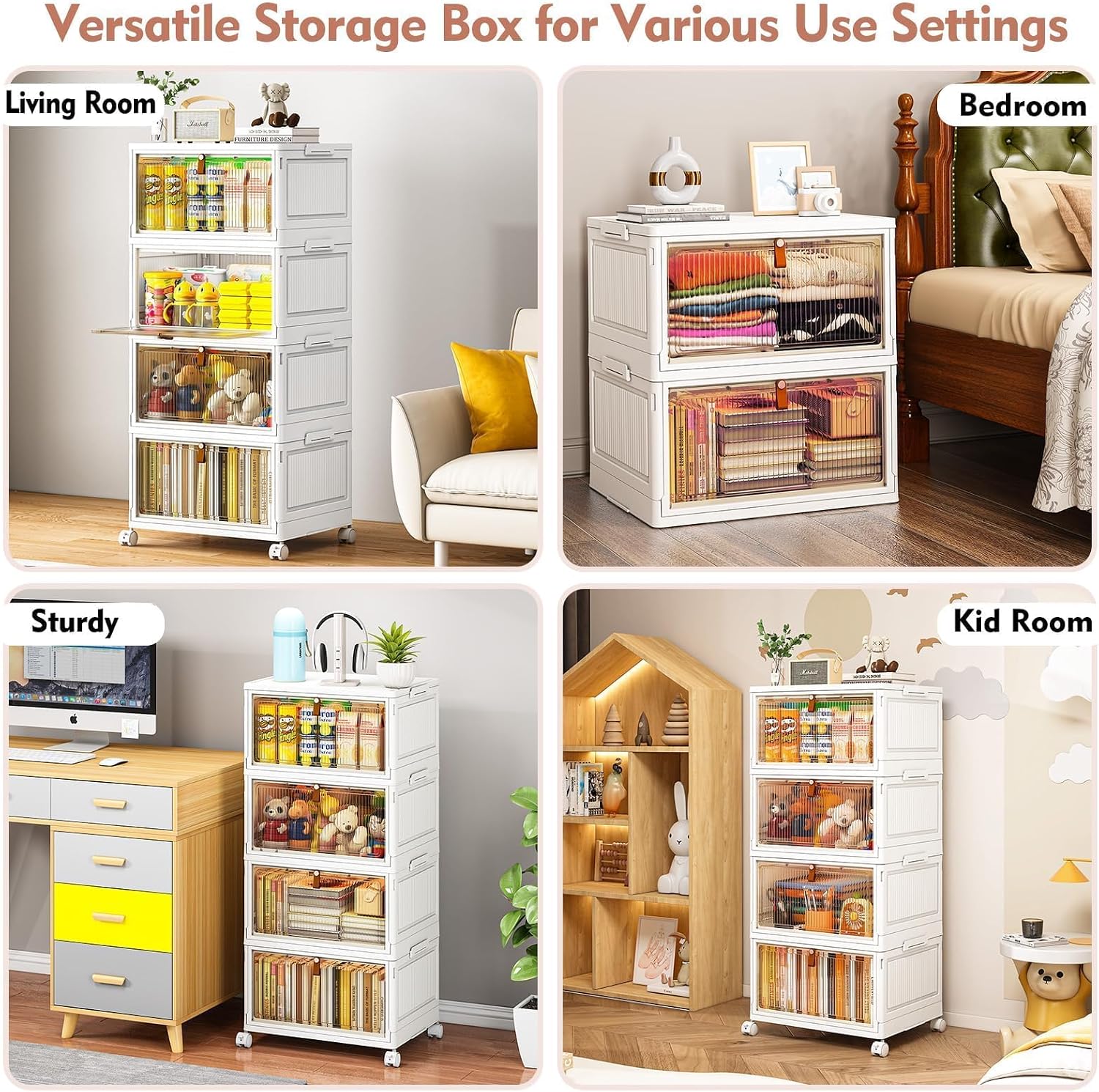 28Qt Foldable Storage Bins 4-Tier