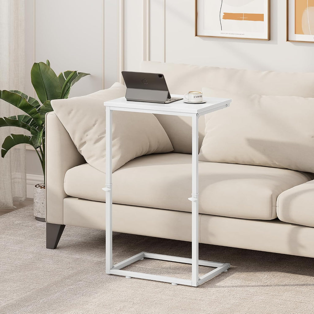 Tall White Adjustable C Side Table